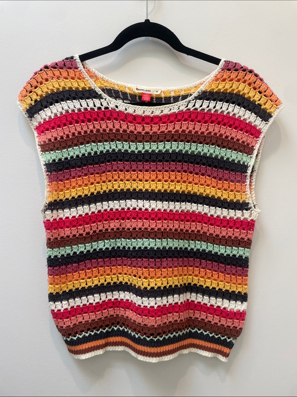 Marine Layer Archive Faye Dolman Crochet Sweater Top Size Medium - Picture 2 of 8